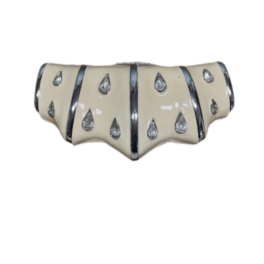 Signed Alexis Kirk Enameled Belt Buckle with Rhinestones & Silver-Tone Accents.